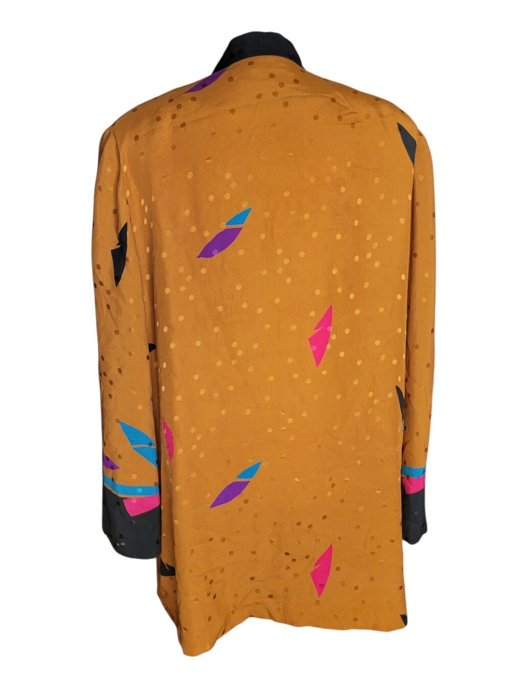 Vintage Hanae Mori 100% Silk Gold Black Statement Jacket - Picture 6 of 8